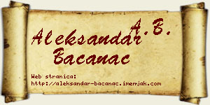 Aleksandar Bačanac vizit kartica